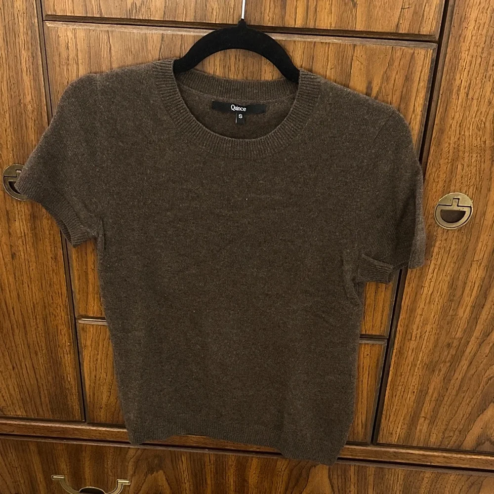 Quince Chocolate Brown Mongolian Cashmere Tee S - Picture 1 of 4